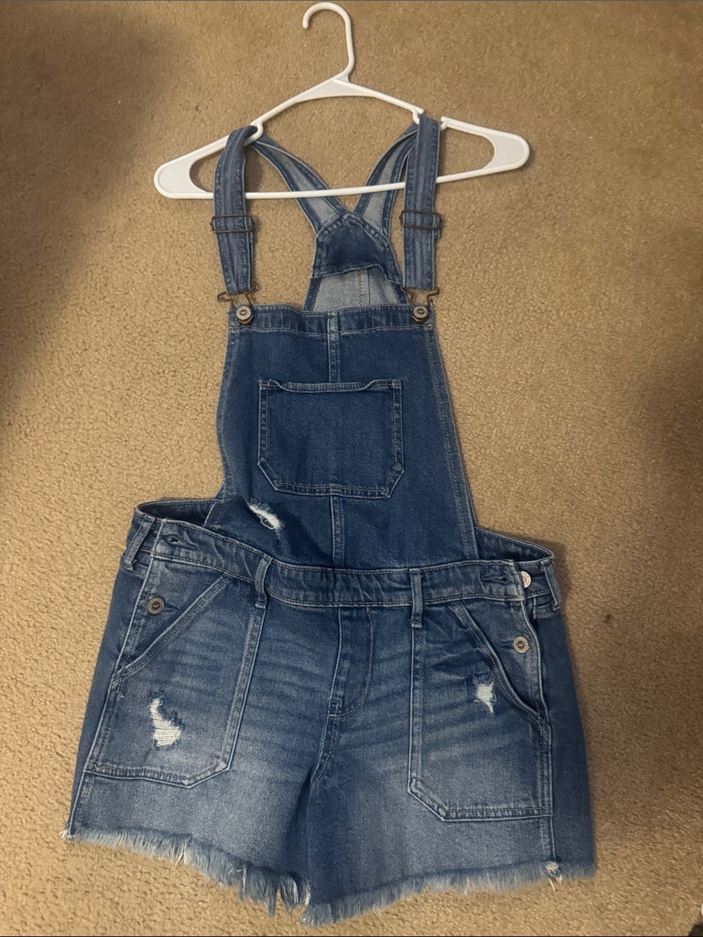 Hollister Blue Denim Short Overalls